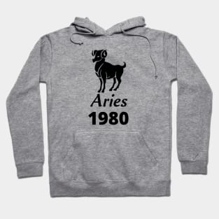 Black Aries Zodiac 1980 Hoodie